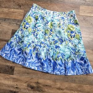Hazan Skirt Womens A-Line Floral 100% Cotton Lined Plus Size 14 Side Zipper
